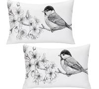 Générique Lot de 2 Housse de Coussin Rectangulaire Fleur, 40x70cm 100% Coton Velours Décoratif Taie d'oreiller, Blanc Taie d'oreiller Super Doux Decoration Maison Salon Chambre pour CanapéYF-1438