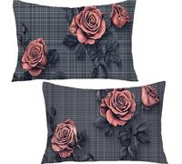 Générique Lot de 2 Housse de Coussin Rectangulaire Fleur, 60x80cm 100% Coton Velours Décoratif Taie d'oreiller, Plaid Taie d'oreiller Super Doux Decoration Maison Salon Chambre pour CanapéYF-2260