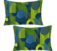 Générique Lot de 2 Housse de Coussin Rectangulaire Géométrie, 30x50cm 100% Coton Velours Décoratif Taie d'oreiller, Vert Taie d'oreiller Super Doux Decoration Maison Salon Chambre pour CanapéYF-1956