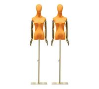 Générique Lot de 2 mannequins de Couture réglables pour Femme (135-210 cm) avec Base rectangulaire en métal, Bras et tête Amovibles pour vêtements, Bijoux et Couture - Couleur Orange
