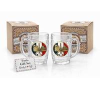 Générique Lot de 2 Mugs à Bière Paris 280 ml en Verre - Chopes à Bière Épaisses avec Anse - Style Brasserie - Coffret Cadeau Prêt à Offrir - Paris Beer Mug Gift Set (2x 280 ml)