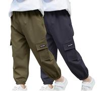 Générique Lot de 2 Pantalons Garçon Cargo Jgging Enfant Ado Taille élastique Baggy Garcon Pantalons Travail de Chasse Large Y2K Streetwear Décontracté Bas de Survetement
