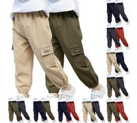 Générique Lot de 2 Pantalons Garçon Cargo Jgging Enfant Ado Taille élastique Baggy Garcon Pantalons Travail de Chasse Large Y2K Streetwear Décontracté Bas de Survetement