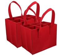 Générique Lot de 2 Paquet à Bouteilles de Vin en Feutre Rouge 6 Compartiments Poignée Portable Paquet de Transport pour Bouteilles Pochette Pratique pour Fêtes et Voyages