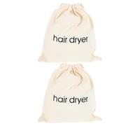 Générique Lot de 2 Paquet Sèche-cheveux en Toile de Coton Beige avec Cordon de Serrage Paquet de Coiffure Portable pour Voyage Hôtel et Usage Domestique Grosse Capacité
