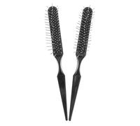 Générique Lot de 2 Peignes à Queue Noire en Abs Dents Espacées Standard et Massage du Cuir Chevelu pour Soin Professionnel des Cheveux Bouclés