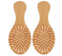 Générique Lot de 2 Peignes Ovales en Bois de Bambou Naturel Coussin D’Airbag à Pointe Fine Peignes de Massage pour Cuir Chevelu Adaptés à Divers Types de Cheveux Usage Maison et Coiffage