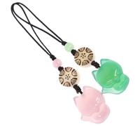 Générique Lot de 2 Pendentifs Décoratifs en Calcédoine pour Coque de Téléphone et Paquet Motif Renard Couleurs Vert et Rose Accessoires Légers et Compacts pour Clés et Paquet