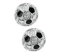 Générique Lot de 2 Perles d'Espacement Rondes en Cuivre Plaqué Or Pendentifs en Zircon de Ballon de Football Blanc Accessoires Brillants pour Création de Bijoux et Artisanat DIY