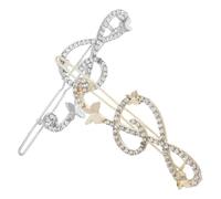 Générique Lot de 2 Pinces à Cheveux en Alliage de Note de Musique Strass Doré et Argenté Accessoires Coiffure pour Mariage Fête et Usage Quotidien