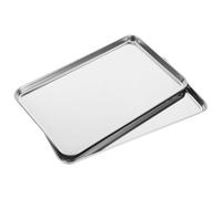 Générique Lot de 2 Plaques de Cuisson en Acier Inoxydable Argentées, Plat à Four Rectangulaire, Résistantes pour Pâtisserie et Barbecue, Faciles à Nettoyer