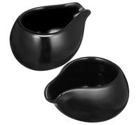 Générique Lot de 2 Pots à Lait en Céramique Noire Bec Verseur Rond 150 Ml Pichets à Sauce Polyvalents pour Café Thé Cuisine Récipients Résistants à L’Usure Adaptés Usage Domestique et