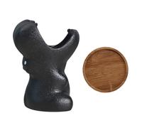 Générique Lot de 2 Pots en Céramique Décoratifs pour Plantes Succulentes Plateau en Bambou 94 CM Pot Bureau Design Animal Noir Mini Jardinière pour Décoration Intérieure et Rebord de