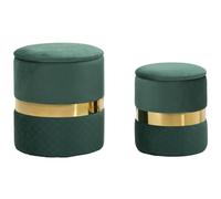Générique Lot de 2 poufs Sheffield Verts avec Rangement Ø37x42-28x35 cm