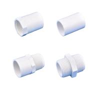 Générique Lot de 2 raccords Droits en PVC Blanc for Tuyau d'alimentation en Eau d'irrigation de Jardin, Filetage mâle/Femelle 1/2" ~ 1,5" vers 20/25/32/40/50 mm(Style B,20mm)