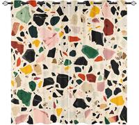 Générique Lot de 2 Rideau Occultant 91.5L X 214H cm (2 Panneaux) Coloré Rideaux à Oeillets Thermiques Lsolants Lavable, Anti-Fondu Rideaux Occultant Marbre Terrazzo Coloré pour Salon et Chambre