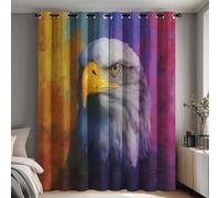Générique Lot de 2 Rideau Occultant Aigle à Tête Blanche, Rideau Isolant Thermique à Oeillets pour Salon Chambre Cuisine Fenetre, Motif Aigle Coloré, 140x180 cm (LxH)