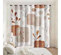 Générique Lot de 2 Rideau Occultant Boho Abstrait, Rideau Isolant Thermique à Oeillets pour Salon Chambre Cuisine Fenetre, Motif Feuilles Abstraite, 140x260 cm (LxH)