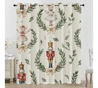 Générique Lot de 2 Rideau Occultant Casse-Noisette, Impression Houx Nœud Rideaux de Fenêtre Thermique Isolants Anti Bruit a Oeillets Rideaux Chambre Salon 140x245 cm K260e