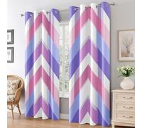 Générique Lot de 2 Rideau Occultant Chevron Violet, Rideau Isolant Thermique à Oeillets pour Salon Chambre Cuisine Fenetre, Motif Géométrique Moderne, 140x260 cm (LxH)