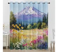 Générique Lot de 2 Rideau Occultant Fleur Sauvage Aquarelle, Impression Montagne Enneigée Rideaux de Fenêtre Thermique Isolants Anti Bruit a Oeillets Rideaux Chambre Salon 140x245 cm H97y