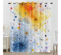 Générique Lot de 2 Rideau Occultant Géométrie Milieu du Siècle, Impression Géométrie Coloré Rideaux de Fenêtre Thermique Isolants Anti Bruit a Oeillets Rideaux Chambre Salon 117x137 cm G212y