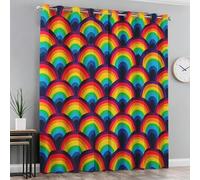 Générique Lot de 2 Rideau Occultant Géométrie Rétro Années 70, Rideau Isolant Thermique à Oeillets pour Salon Chambre Cuisine Fenetre, Motif Géométrie Rétro Années 70, 140x160 cm (LxH)