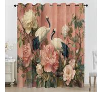 Générique Lot de 2 Rideau Occultant Oiseau Fleur Chinois, Impression Fleur de Pivoine Rideaux de Fenêtre Thermique Isolants Anti Bruit a Oeillets Rideaux Chambre Salon 140x280 cm H39y
