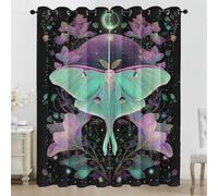 Générique Lot de 2 Rideau Occultant Papillon de Nuit, Impression Fleur Rose Botanique Rideaux de Fenêtre Thermique Isolants Anti Bruit a Oeillets Rideaux Chambre Salon 140x245 cm K73e