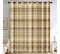 Générique Lot de 2 Rideau Occultant Tartan Jaune, Rideau Isolant Thermique à Oeillets pour Salon Chambre Cuisine Fenetre, Motif Carreau Champêtre, 140x160 cm (LxH)
