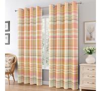 Générique Lot de 2 Rideau Occultant Tartan Orange, Rideau Isolant Thermique à Oeillets pour Salon Chambre Cuisine Fenetre, Motif Carreaux Rustique, 140x260 cm (LxH)