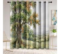 Générique Lot de 2 Rideau Occultant Thermique Isolant 140L X 260H cm, Plaines Forêt Arbres Rideaux à Oeillets Anti Chaleur UV Bruit, Champêtre Paysage Rideaux pour Salon Chambre Maison,Multicolore