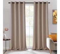 Générique Lot de 2 Rideau Occultants Uni- 140x260 (lxH)-Gris- Tenture Opaque à Oeillets Isolation Thermique et Acoustique (Taupe)