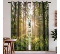 Générique Lot de 2 Rideaux à Forêt Paysage 110L X 215H cm (2 Panneaux), Rideau Occultant Motif Jungle Tronc d'arbre Vert, Rideaux Thermiques à Oeillets Décoration pour Salon Chambre Salle à Manger