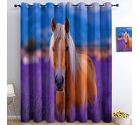 Générique Lot de 2 Rideaux de fenêtre en Surréalisme Délicat Animal Cheval, Violet Rideaux filtrant la lumière avec œillets pour Salon et Chambre à Coucher - 117 L X 229 H cm
