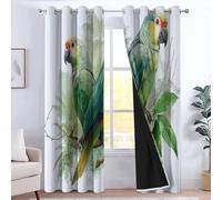 Générique Lot de 2 Rideaux Occultants - 3D Mignon Brindilles Perroquet Rideau De Fenêtre Isolant Thermique Phonique en Polyester pour Chambre d'enfant Salon Maison Bureau Décoration 117 x 230 cm