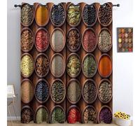 Générique Lot de 2 Rideaux occultants à Isolation avec œillets 117 x 229 cm Campagne Épices Textures Thermique 3D Impression Décoration Salon Rideau Phonique pour Chambre Enfant, Rouge