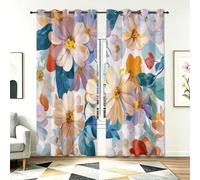 Générique Lot de 2 Rideaux Occultants Coloré, Motif Art Floral Impressionnisme 100L X 220H cm - Rideaux Thermiques Isolants à Oeillets pour Salon et Chambre - Décoration de Fenêtre Artistique