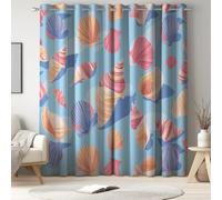 Générique Lot de 2 Rideaux Occultants Fait Main Animal Coquillage avec Rideaux de Fenêtre Perforés pour Wohnzimmer Schlafzimmer Chambre à Coucher Cuisine et Café de 140 x 180 CM Bleu