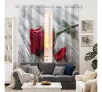 Générique Lot de 2 Rideaux Occultants Modernes 106.5 L x 254 H cm, Rideau Isolant Thermique et Phonique, Protection Solaire pour Fenêtre Chambre et Séjour, Rouge Pétales en Floraison Victorienne
