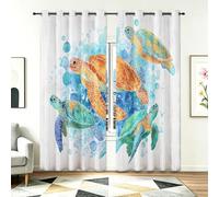 Générique Lot de 2 Rideaux Occultants Modernes 70 L x 200 H cm, Rideau Isolant Thermique et Phonique, Protection Solaire pour Fenêtre Chambre et Séjour, Multicolore Tortue Océanique Côtière