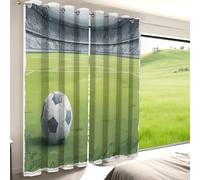 Générique Lot De 2 Rideaux Occultants pour Chambre à Coucher, Motif Minimalisme Sport Football - 100L X 245H cm (2 Panneaux) DoubléS Thermiques Chambre d'enfant, GarçOns Et Filles Vert