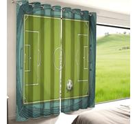 Générique Lot De 2 Rideaux Occultants pour Chambre à Coucher, Motif Minimalisme Sport Terrain De Football - 70L X 240H cm (2 Panneaux) DoubléS Thermiques Chambre d'enfant, GarçOns Et Filles Vert