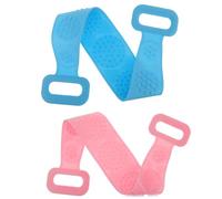 Générique Lot de 2 Serviettes de Bain en Silicone Double Face, Bande Exfoliante Longue Sangle Antidérapante, Couleurs Bleu et Rose, Outil de Nettoyage Profond pour Dos et Corps, Accessoire