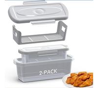 Générique Lot de 2 shaker de pâte à poisson, pâte Breader Shaker bol avec panure Shakers plateau, Batters bol avec couvercles Shakers pour frire les ailes de poulet poisson oignon anneaux légumes