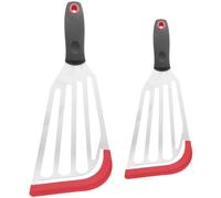 Générique Lot de 2 Spatules de Cuisson en Acier Inoxydable Bord en Silicone Résistant la Chaleur pour Retourner Steak et Filets de Poisson Petit-déjeuner ou Déjeuner