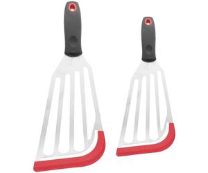 Générique Lot de 2 Spatules de Cuisson en Acier Inoxydable Bord en Silicone Résistant la Chaleur pour Retourner Steak et Filets de Poisson Petit-déjeuner ou Déjeuner