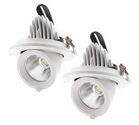Générique Lot de 2 spots encastrés à cardan rotatif avec réflecteur rétractable, éclairage à 360°, 5W 10W 15W 25W (3000K)