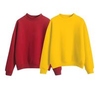 Générique Lot de 2 Sweet Femme San Capuche 2025 Sweat-Shirt Femme Décontracté Simple Couleur Unie Manches Longues à Col Rond Blouse Top Pattes Lavage Hauts Basiques Pull Automne - Hiver