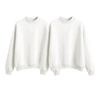 Générique Lot de 2 Sweet Femme San Capuche 2025 Sweat-shirt Femme Décontracté Simple Couleur Unie Manches Longues à Col Rond Blouse Top Pattes Lavage Hauts basiques Pull Automne - Hiver